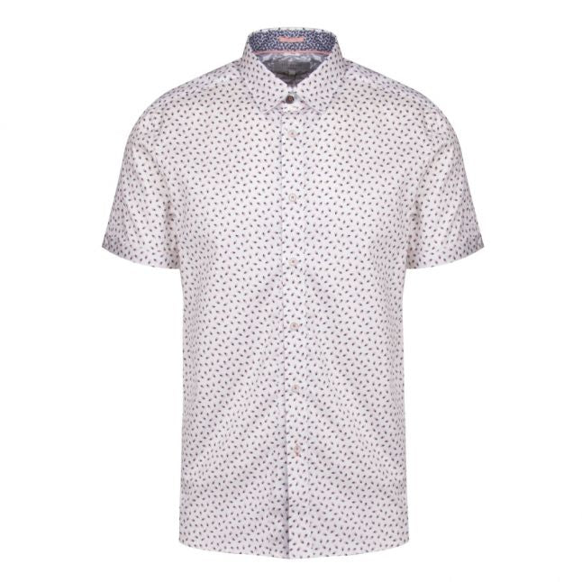 Mens White/Orange Slloris Geo Print S/s Shirt