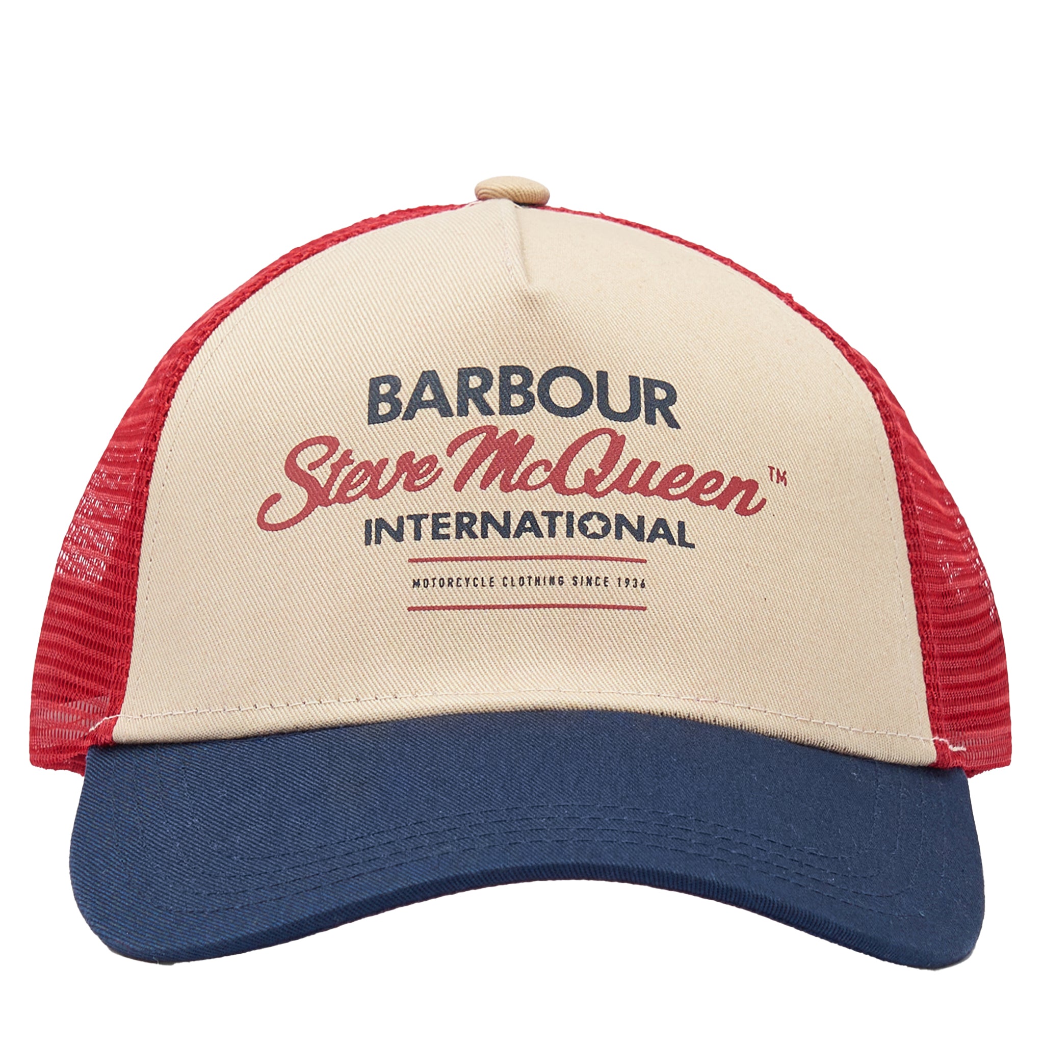 Mens Barbour International Navy/Red Stone SMQ Trucker Cap