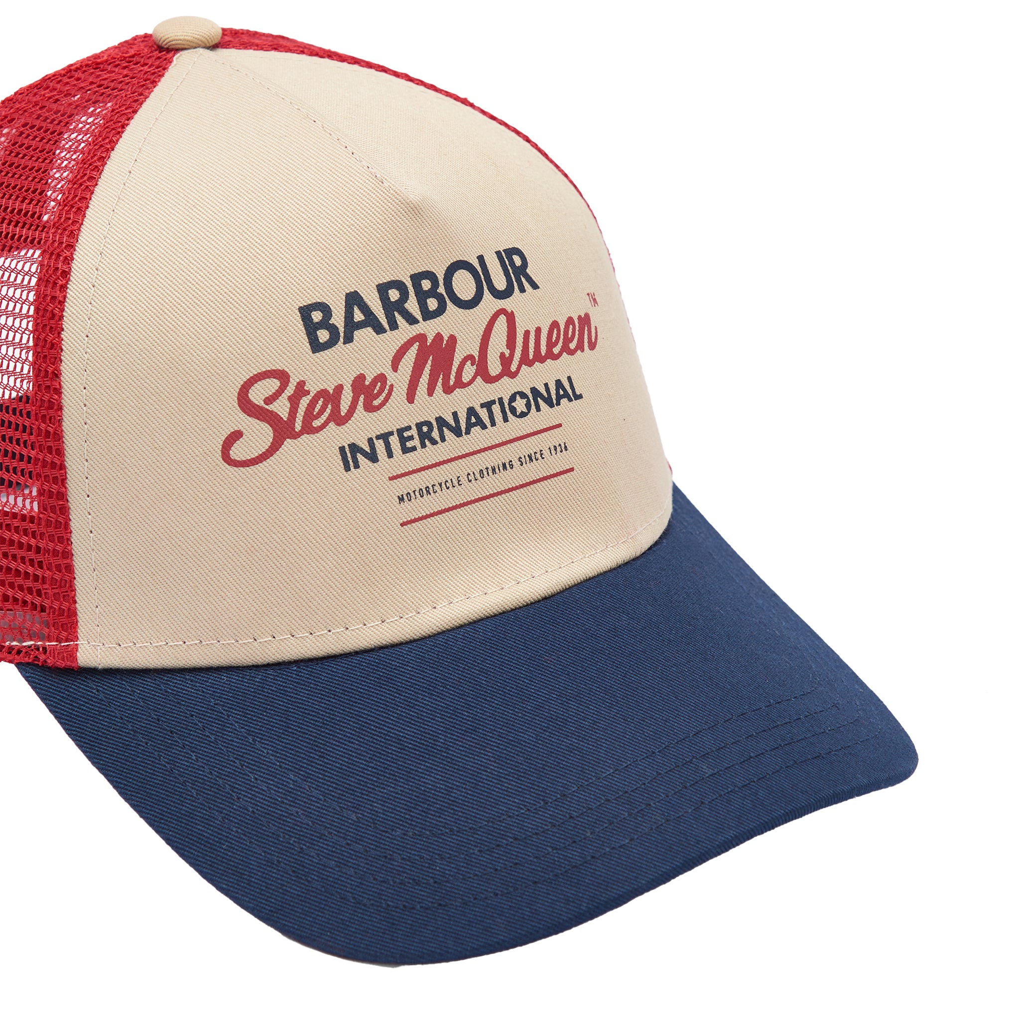 Mens Barbour International Navy/Red Stone SMQ Trucker Cap