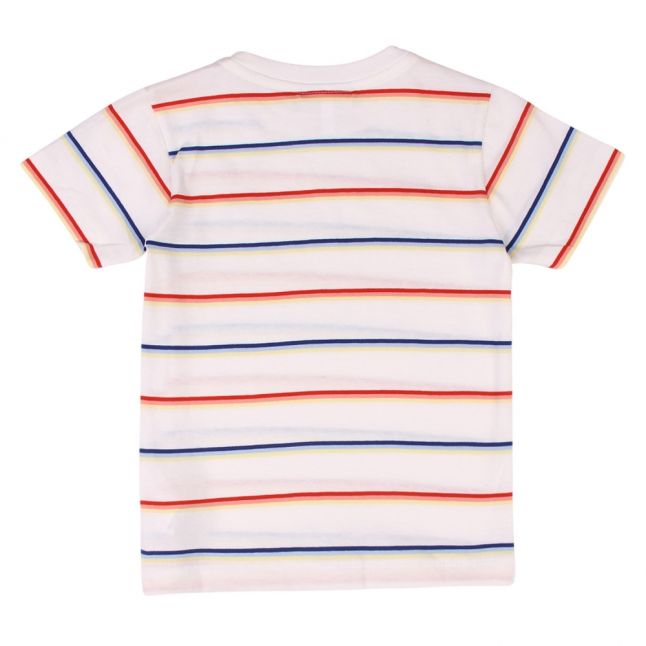 Boys White Multi Stripe S/s T Shirt