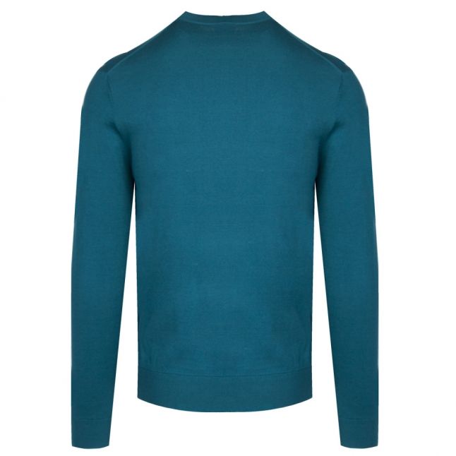 Mens Teal Classic Zebra Crew Neck Knitted Jumper