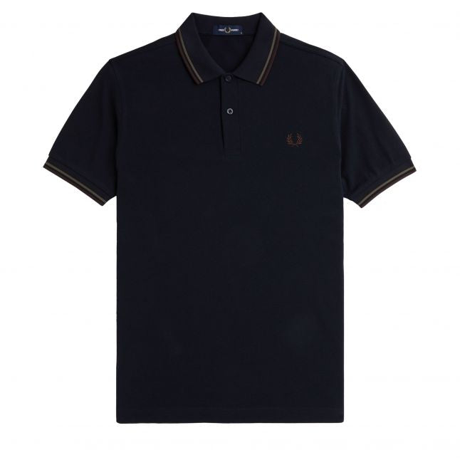 Mens Navy/Green/Brick Twin Tipped S/s Polo