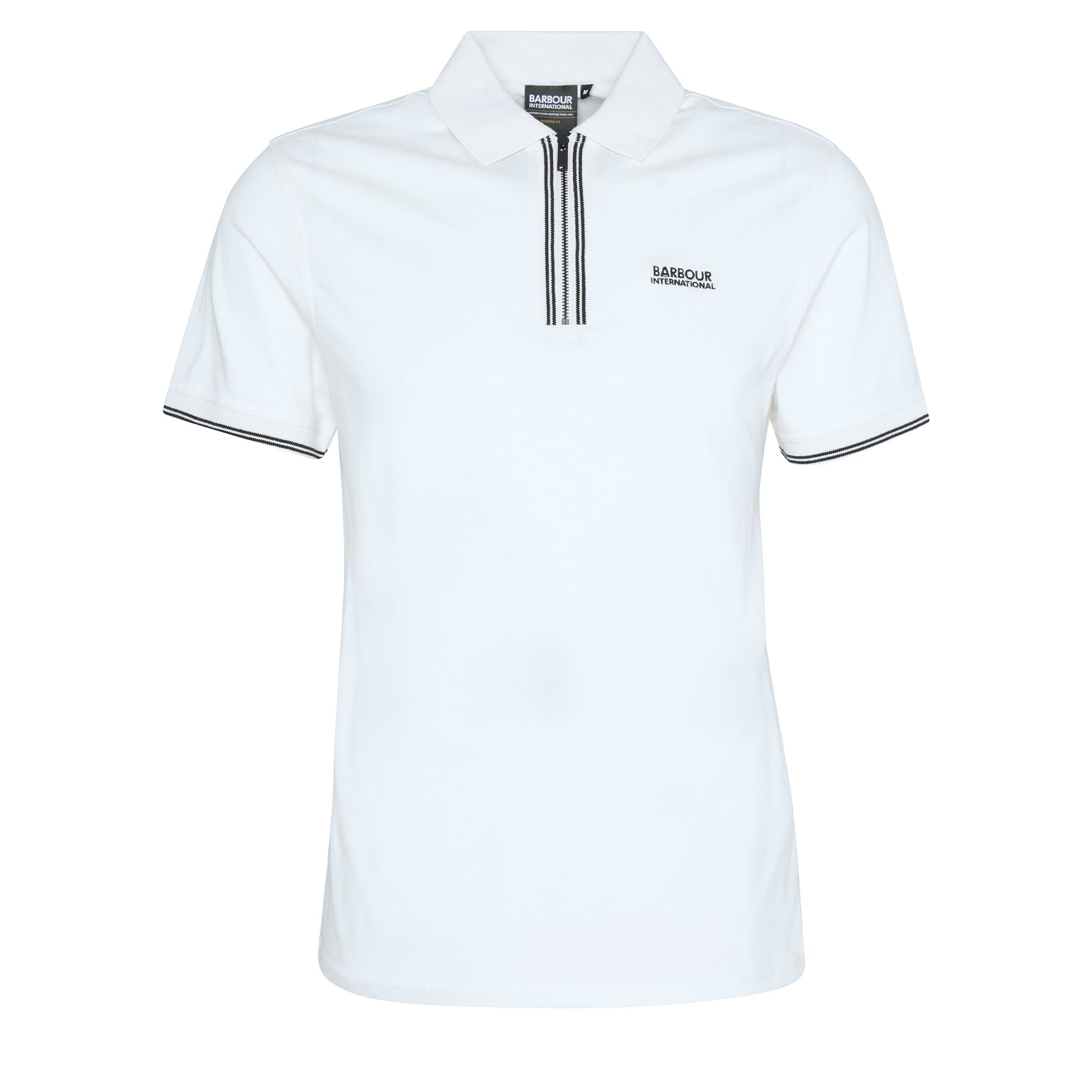 Mens Barbour International Whisper White Ollie Twin Tipped Zip S/s Polo