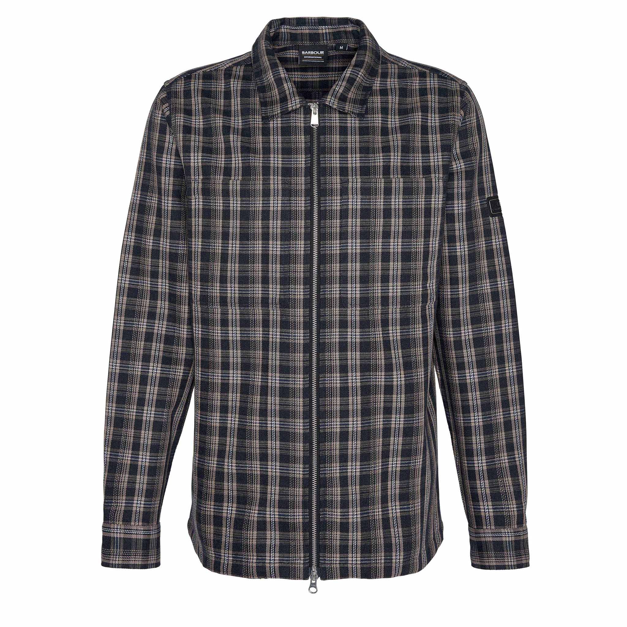 Mens Charcoal Mix Pheonix Check Twill Overshirt