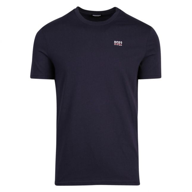 Mens Navy Cut Through Logo S/s T Shirt