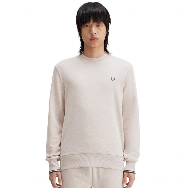 Mens Fred Perry Porridge Marl Crew Neck Sweatshirt