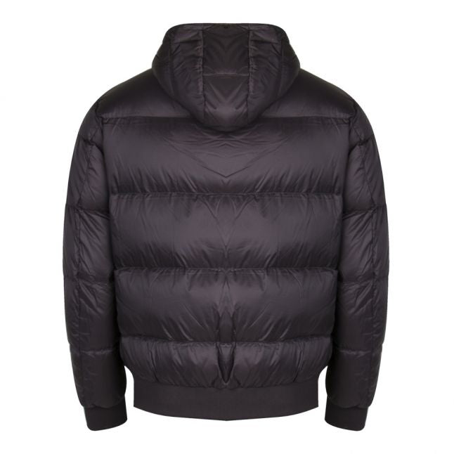 Mens Black Nylon Hooded Puffer Jacket