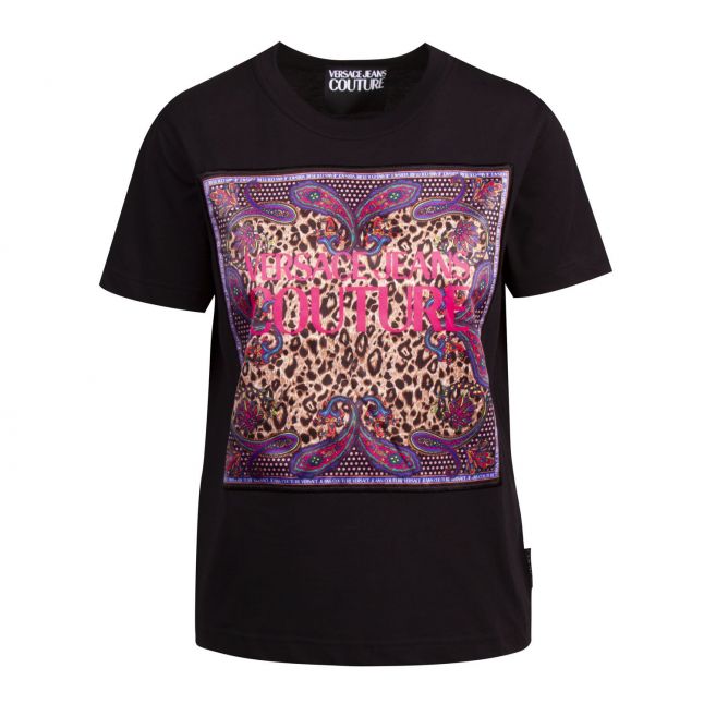 Womens Black Leopard Paisley S/s T Shirt