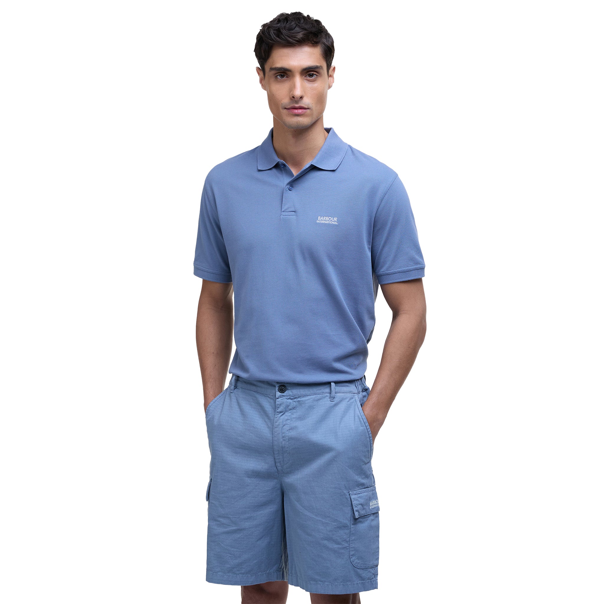 Mens Barbour International Washed Blue Ripstop Cargo Shorts