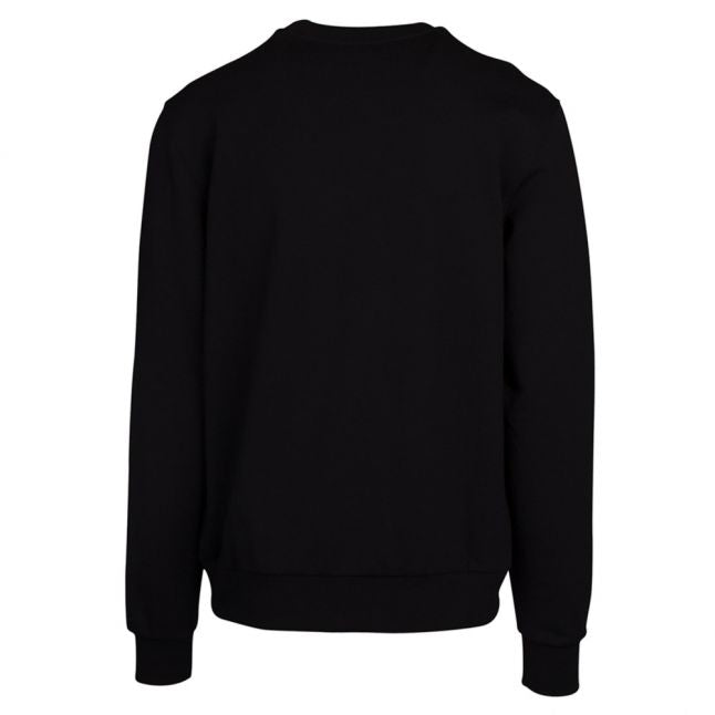 Mens Perfect Black Flock Logo Crew Sweat Top