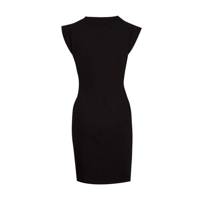 Womens Black Gold Logo Midi Dress