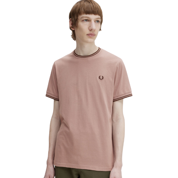 Mens Dark Pink Twin Tipped S/s T Shirt