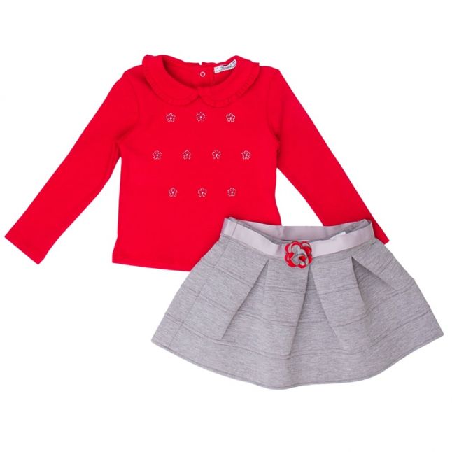 Girls Steel Knitted Top & Skirt Set