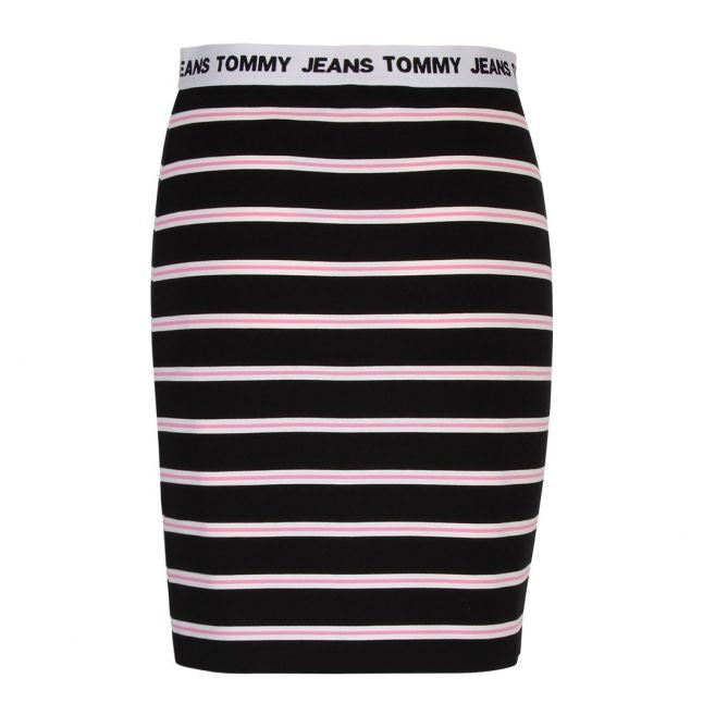 Womens Black Multi Stripe Bodycon Skirt