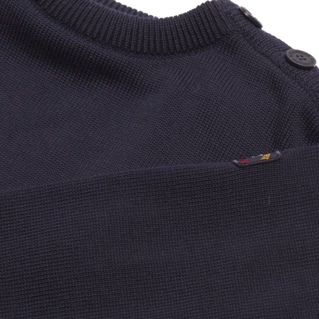 Paul & Shark Mens Navy Button Shoulder Crew Knitted Jumper