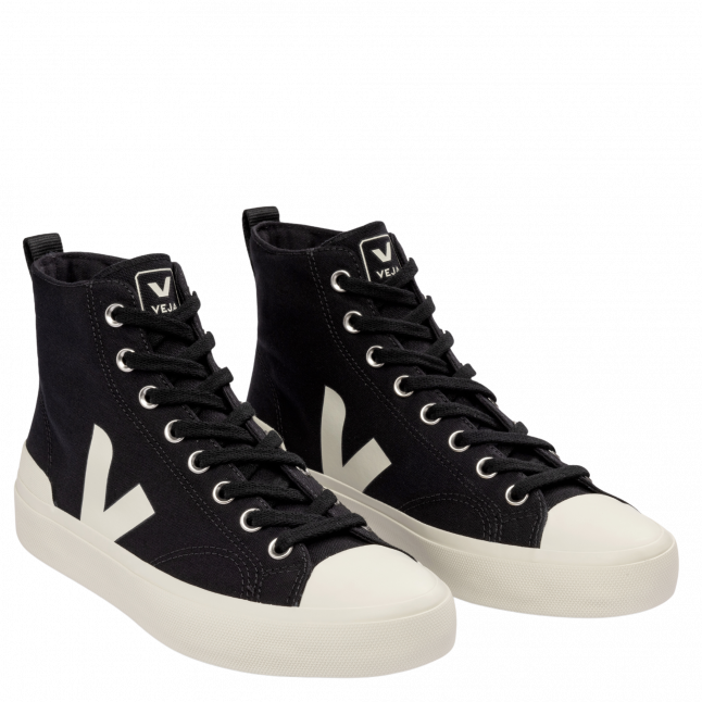 Womens VEJA Black/Pierre Wata II Canvas Trainers