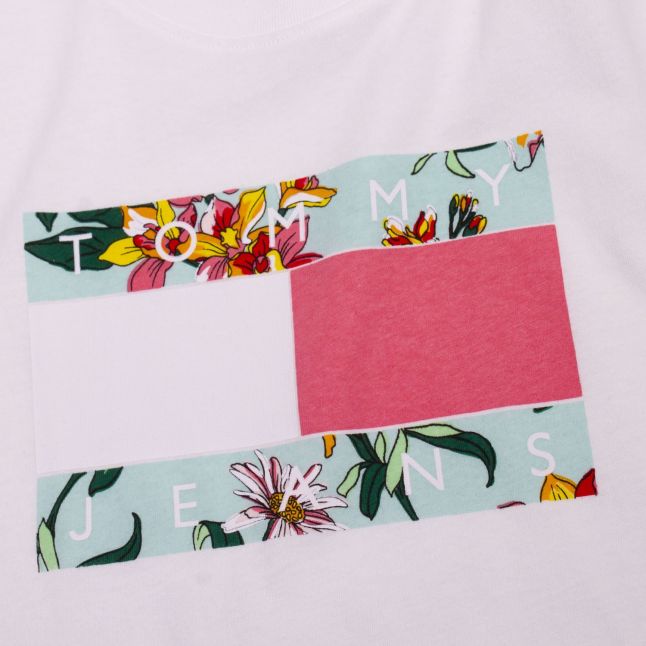 Womens White Hawaii Flag S/s T Shirt