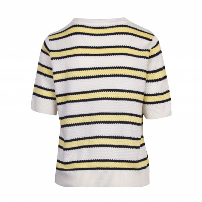 Womens White/Yellow Vimana Stripe S/s Knitted Top