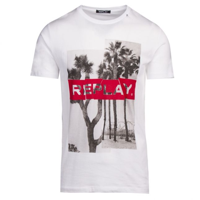 Mens White Logo Palm Tree S/s T Shirt