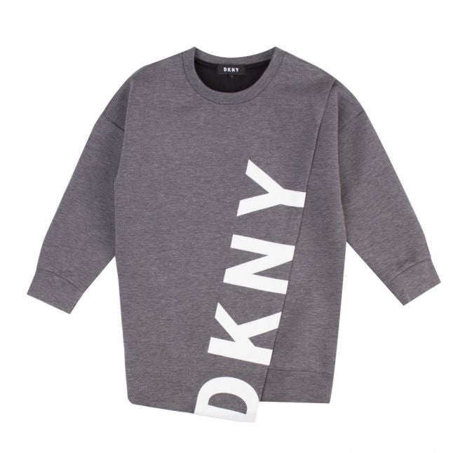 Girls Heather Grey Logo Sweater Dress