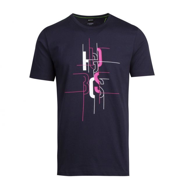 Athleisure Mens Navy/Pink Tee 2 Logo S/s T Shirt