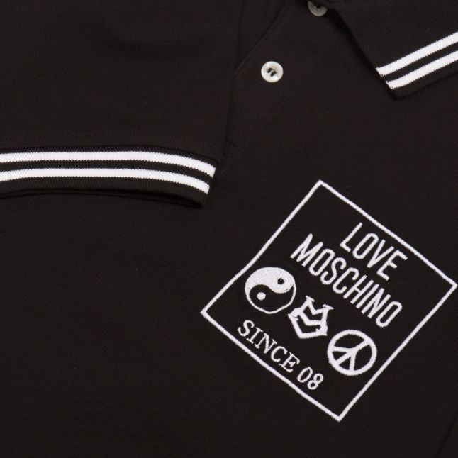 Mens Black Symbol Slim S/s Polo Shirt