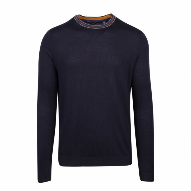 Mens Navy Mailais Crew Neck Knitted Jumper