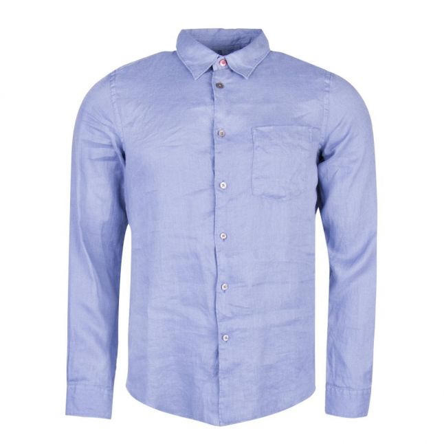 Blue Linen Tailored L/s Shirt