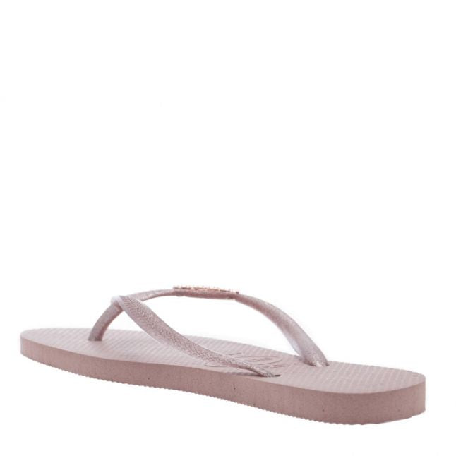 Womens Rose Slim Logo Metallic Flip Flops