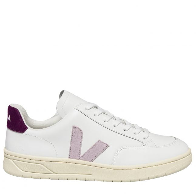 Womens Extra White/Parme/Magneta V-12 Leather Trainers