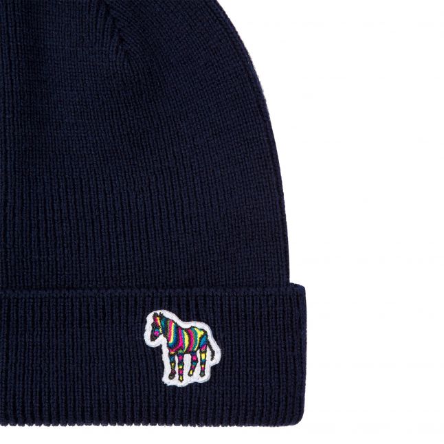 Mens Navy Zebra Beanie Hat