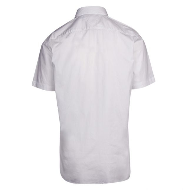 Mens Bright White Stretch Poplin S/s Shirt