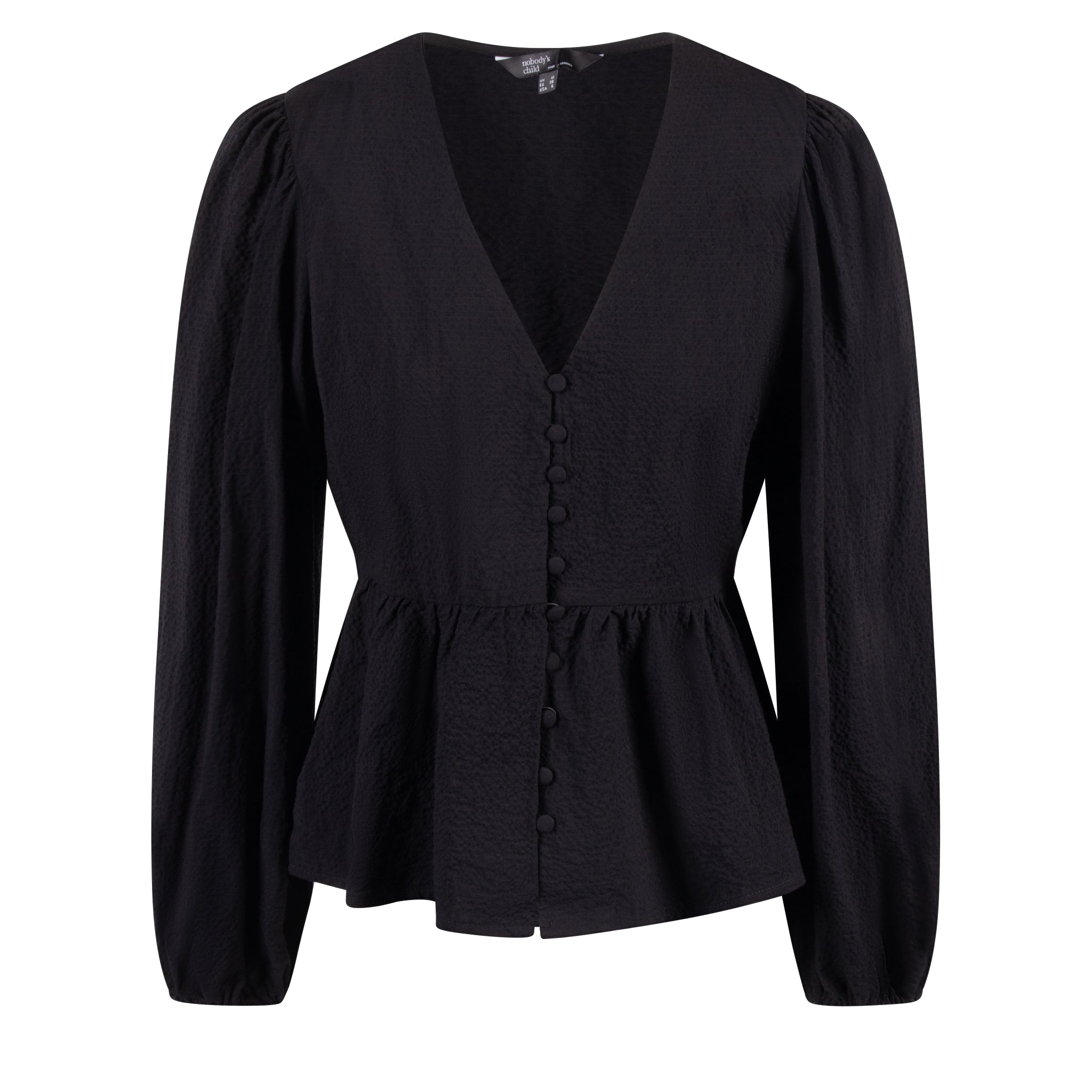 Womens Nobody's Child Black Ria Button Blouse