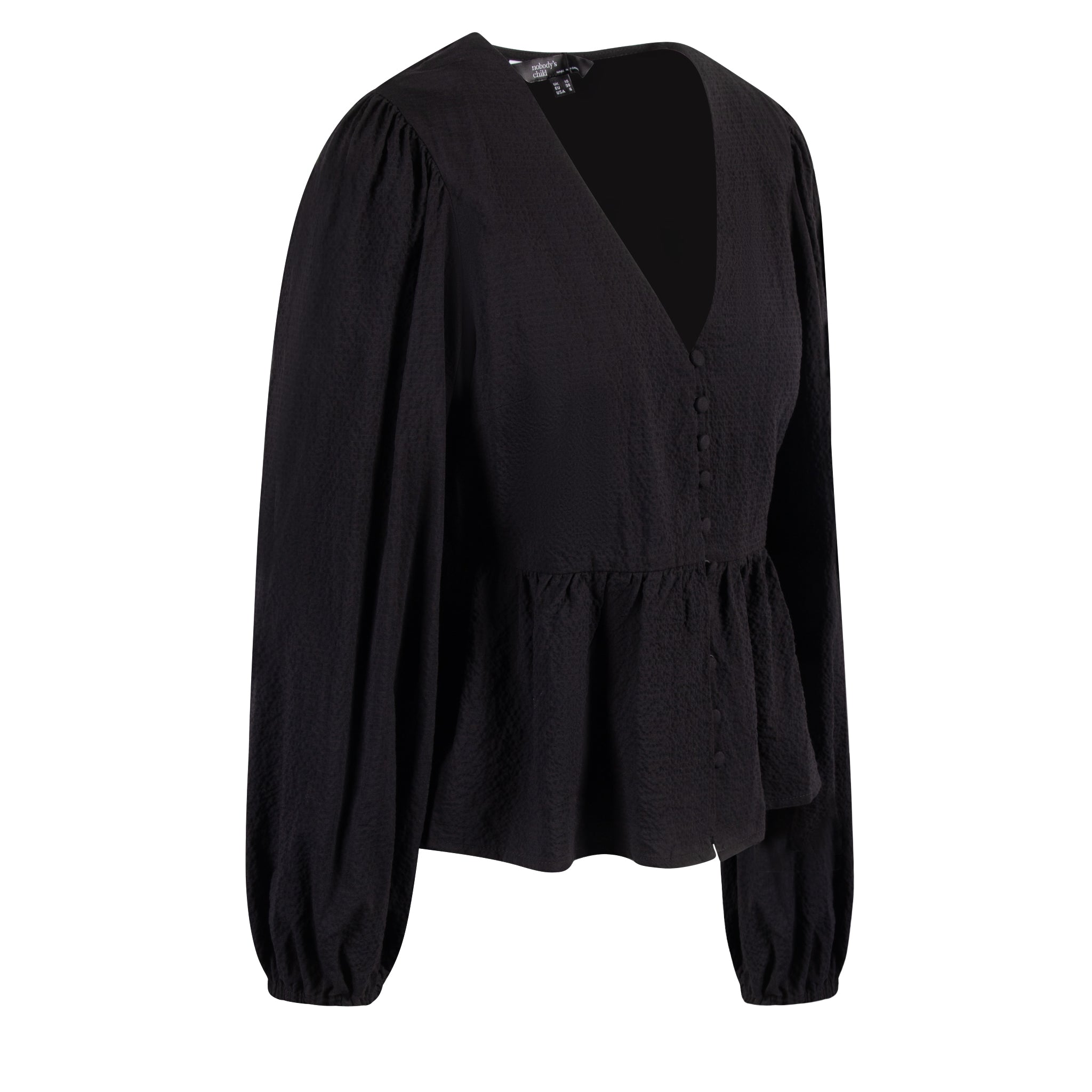 Womens	Black Ria Button Blouse