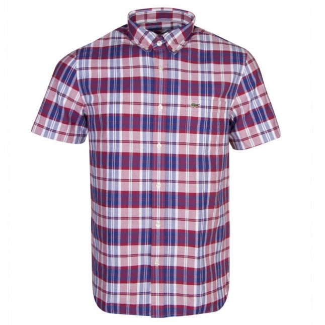 Mens Red & Blue Multi Check S/s Shirt