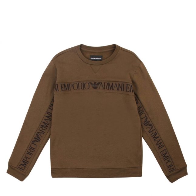 Boys Khaki Logo Trim Crew Sweat Top