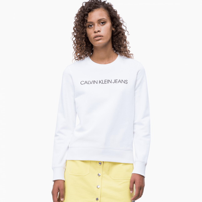 Womens Bright White Institutional Crew Sweat Top