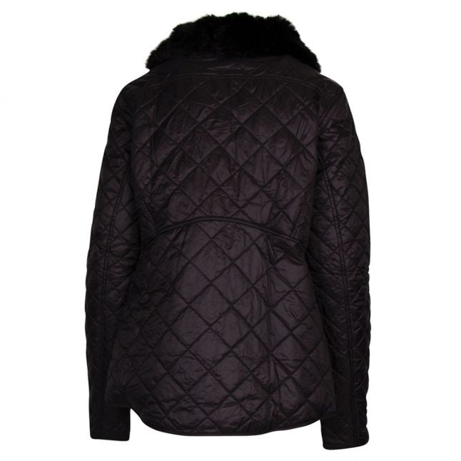 Womens Black Corner Quilted Jacket