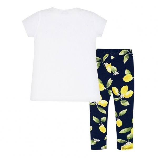 Girls White Lemon Sequin Lemon Top & Leggings Set