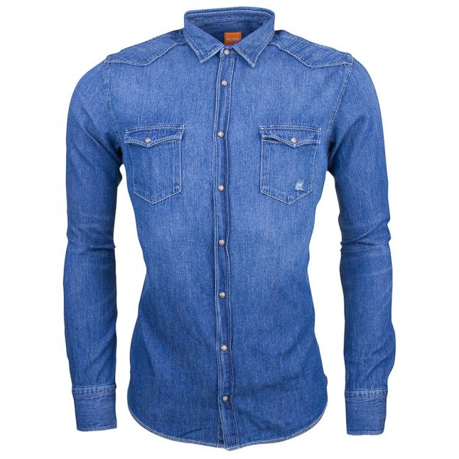 Mens Dark Blue Erodeo Denim L/s Shirt