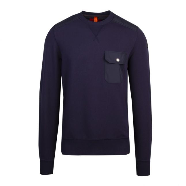 Mens Blue Black Grady Pocket Sweat Top