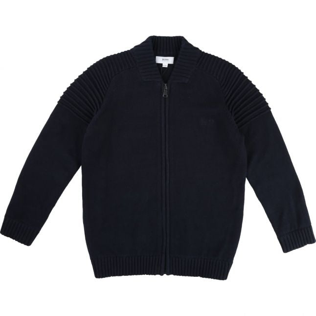 Boys Navy Zip Up Cardigan