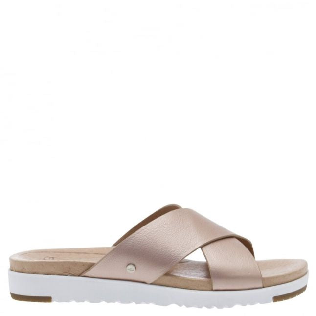 Womens Rose Gold Kari Metallic Slides