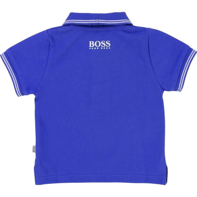 Boys Blue Tipped Logo S/s Polo Shirt