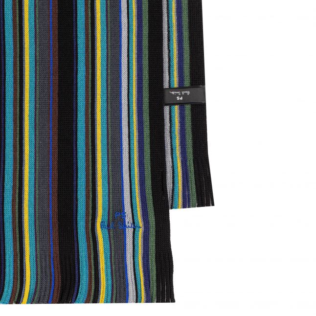 Mens Black Multicolour Stripe Scarf