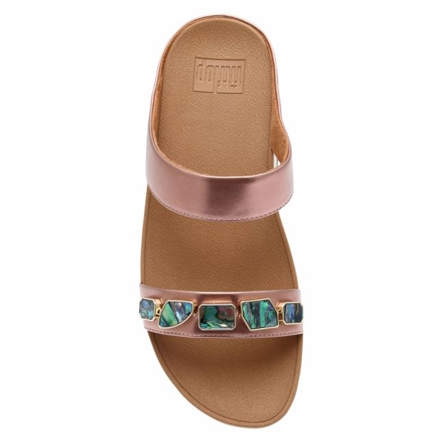 Womens Rose Gold Fino Shellstone Slide Sandals