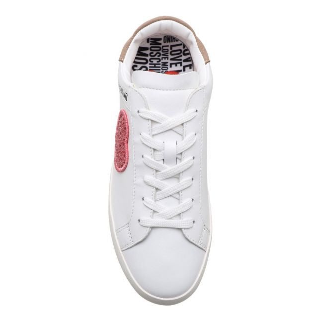 Womens White Metallic Heart Cupsole Trainers