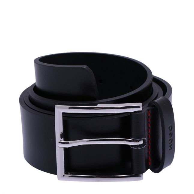 Mens HUGO Black Giaspo Leather Belt