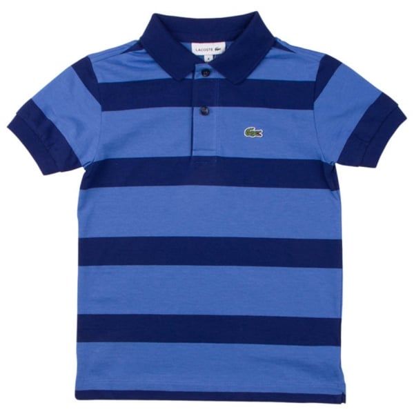 Boys Wave Blue Striped S/s Polo Shirt