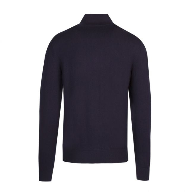 Mens Navy Zebra Half Zip Knitted Top